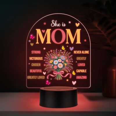 Inspirational Mom Acrylic LED Lamp with UV Print – Multicolor LED Night Light USB Powered Mother’s Day Gift